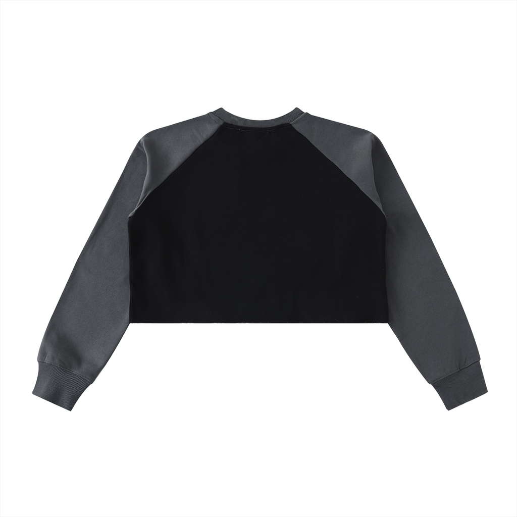 Women’s Raw-Hem Color-Block Raglan Crop Sweatshirt