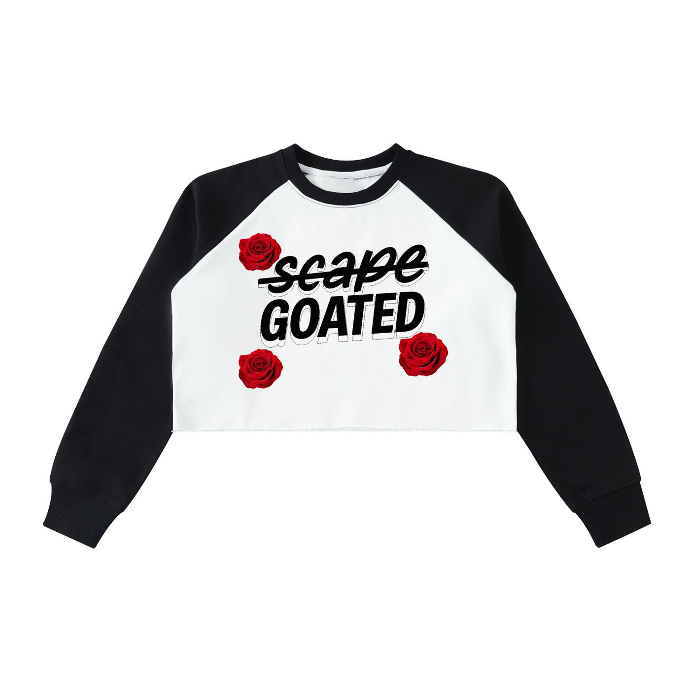 Women’s Raw-Hem Color-Block Raglan Crop Sweatshirt