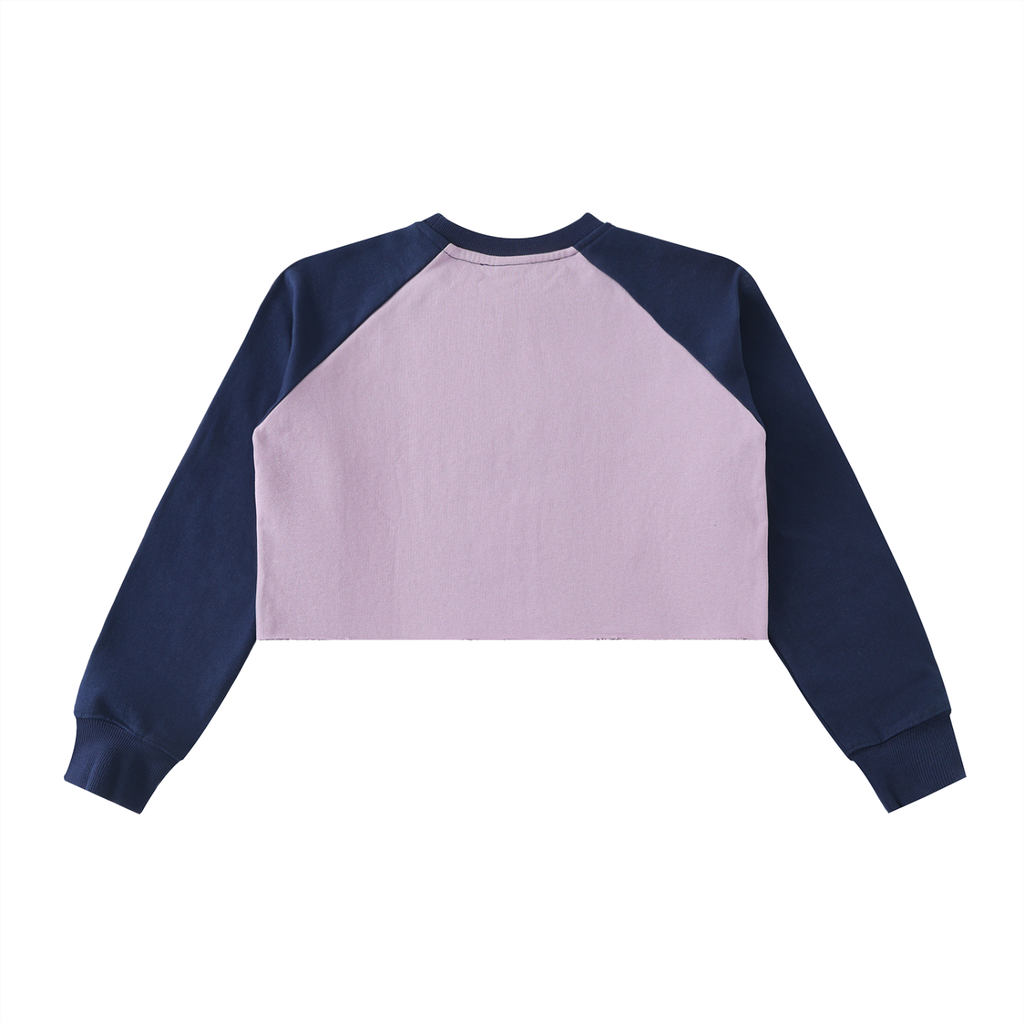 Women’s Raw-Hem Color-Block Raglan Crop Sweatshirt