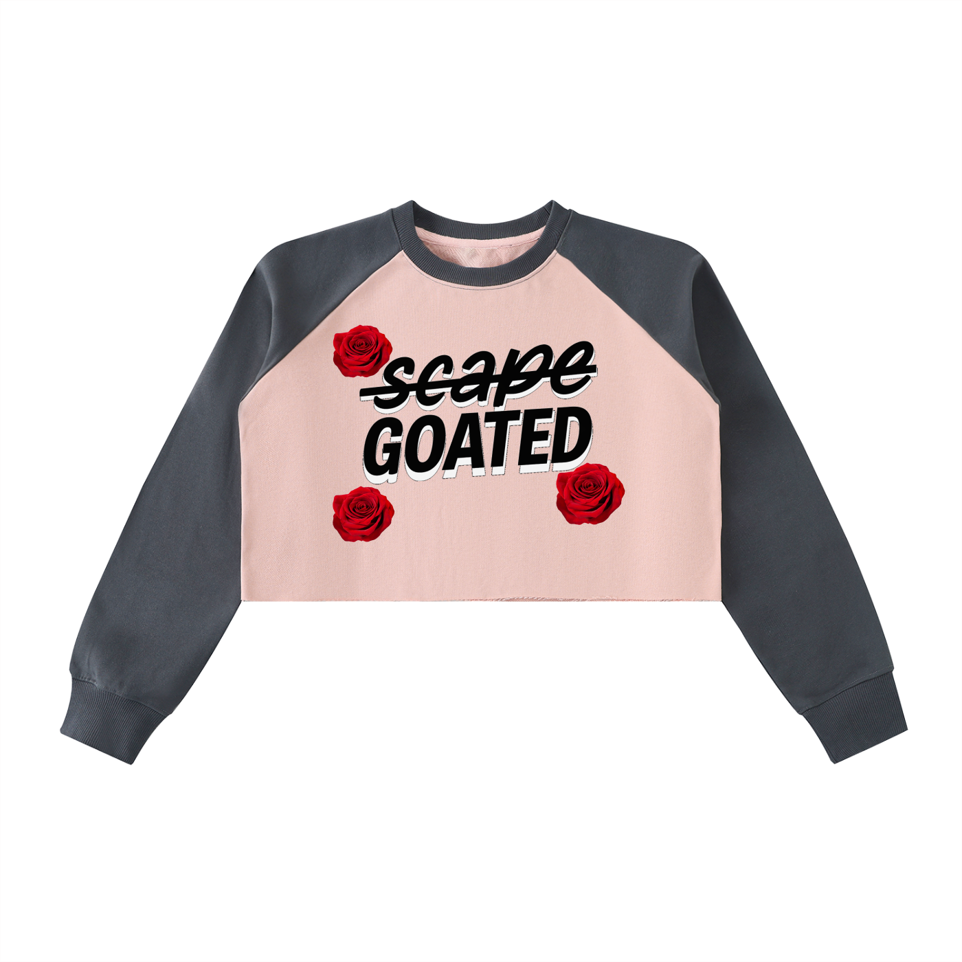 Women’s Raw-Hem Color-Block Raglan Crop Sweatshirt