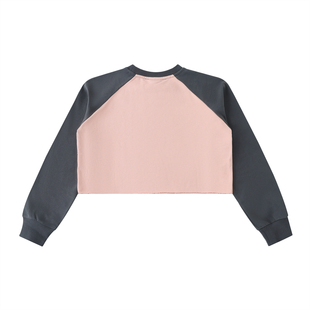 Women’s Raw-Hem Color-Block Raglan Crop Sweatshirt