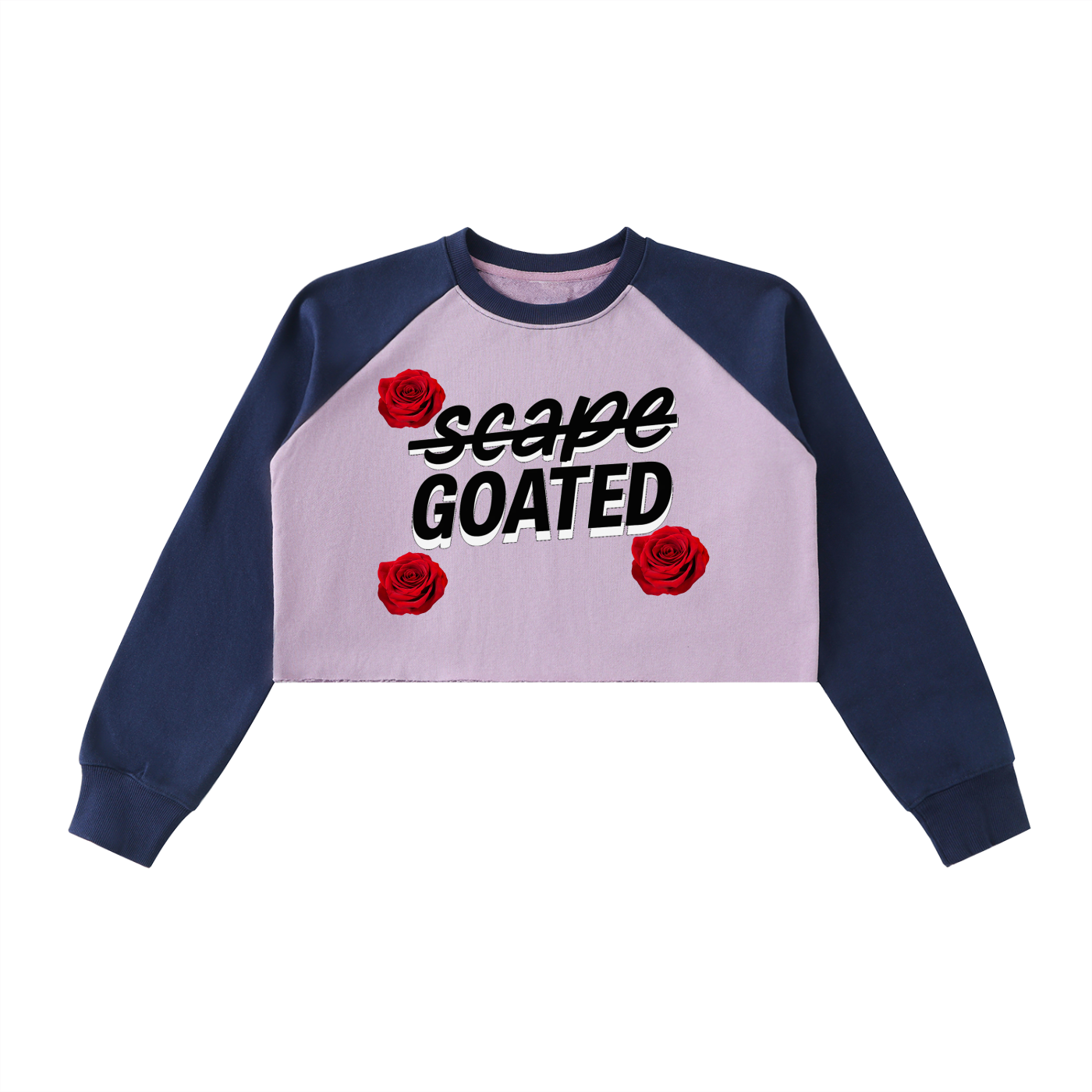 Women’s Raw-Hem Color-Block Raglan Crop Sweatshirt